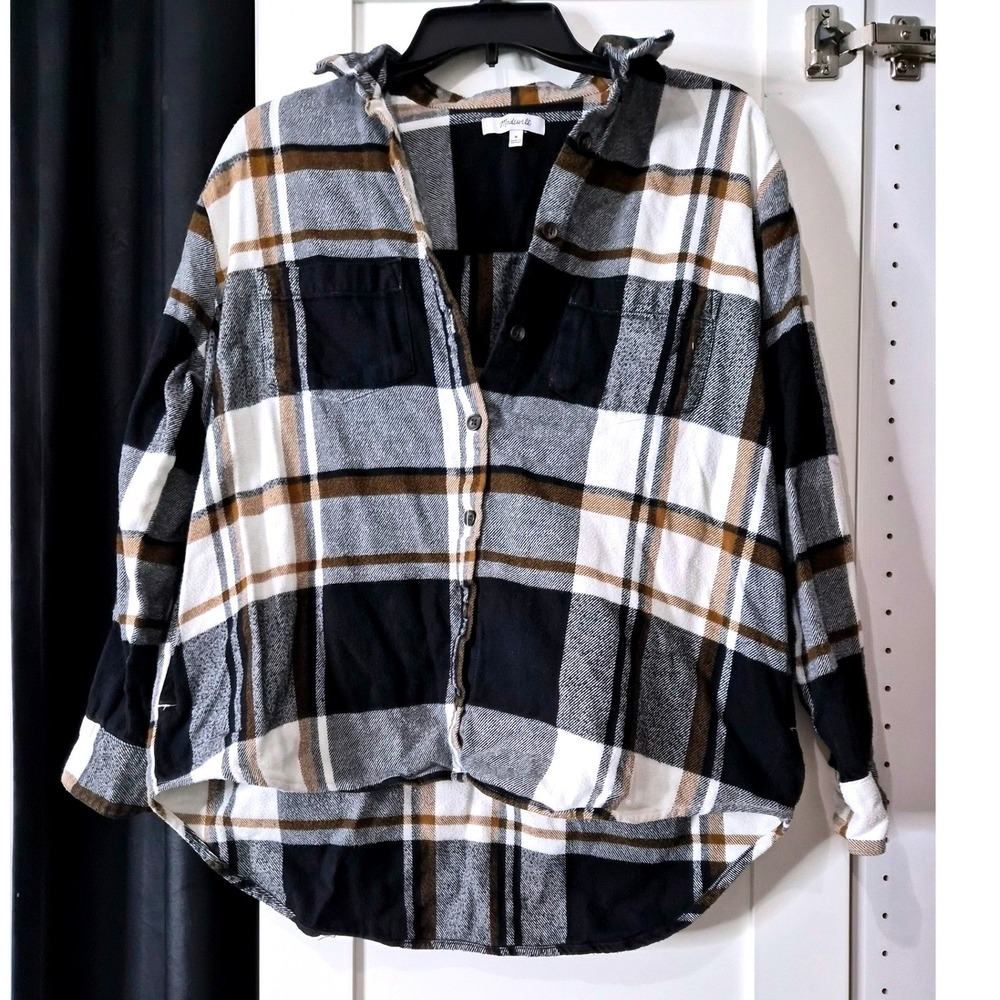 Madewell Plaid Flannel‎ Shirt Oversized Button Down Long Sleeve Top Women Medium